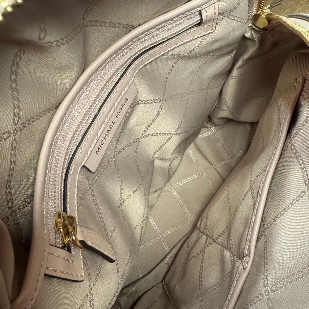 Michael Kors Rhea Zip Blush Perforated Logo Backpack - Picture 6 of 12